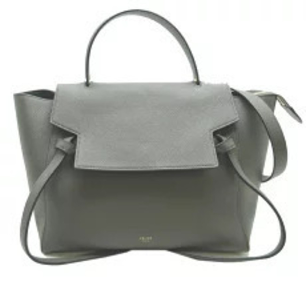 Celine Belt Body Waist Crossbody Bag Handbag Grain Calf Leather Gray